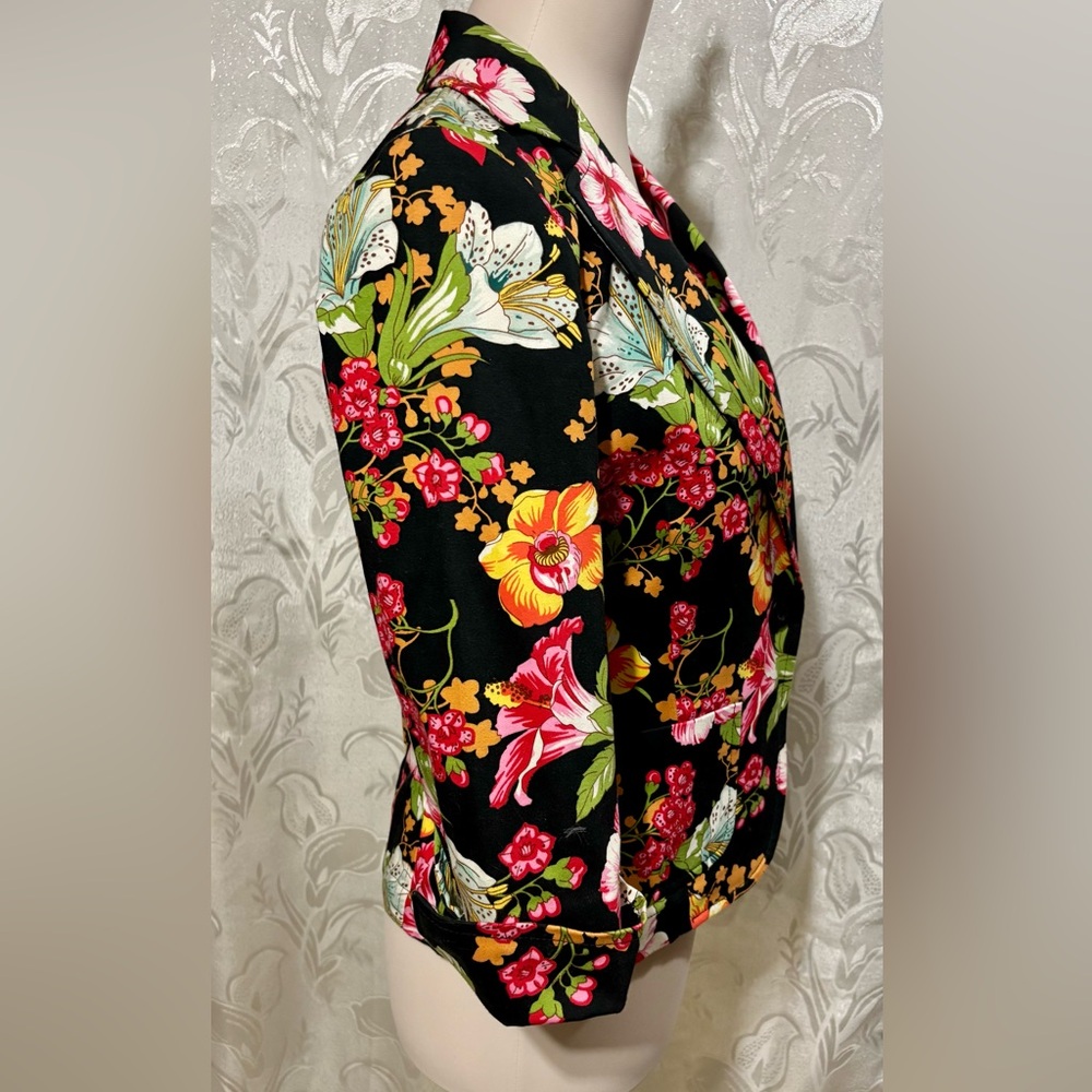 Rafaella Floral Blazer Jacket 3/4 Sleeve Size 6 - Picture 5 of 7